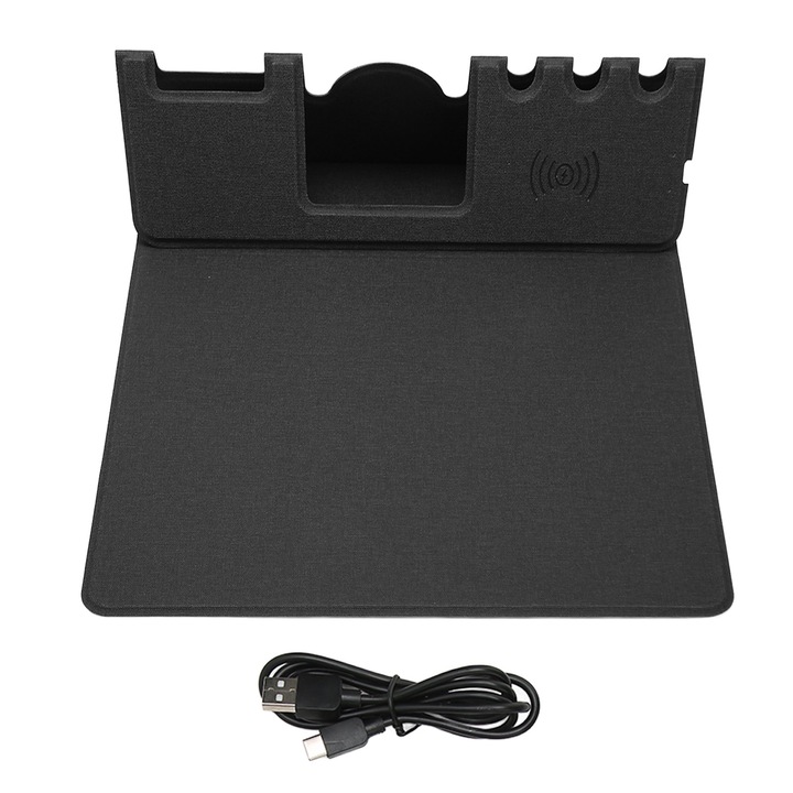 Jormftte telefontöltő egérpad, 15W, ergonomikus kialakítás, fekete, 300x250x8mm