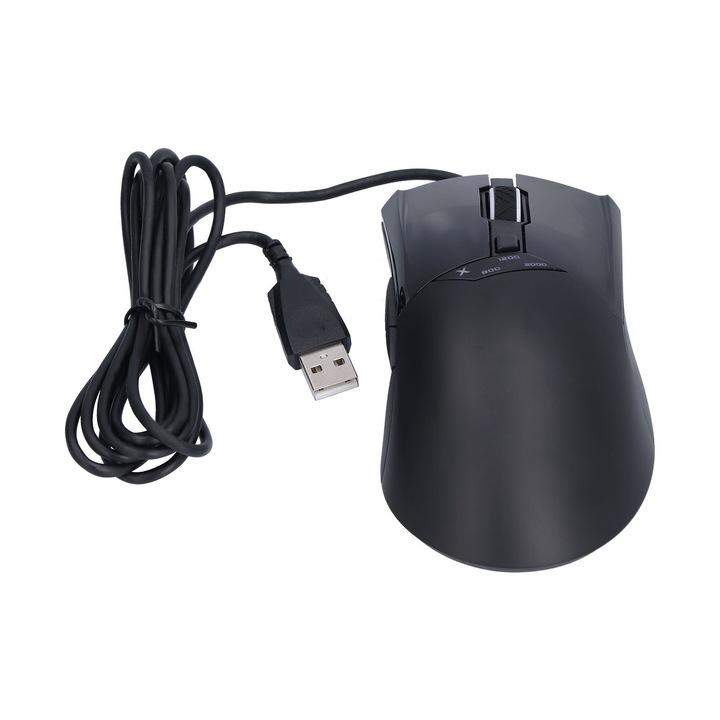 Геймърска мишка Mmgoqqt, черна, ергономична, USB, регулируем DPI