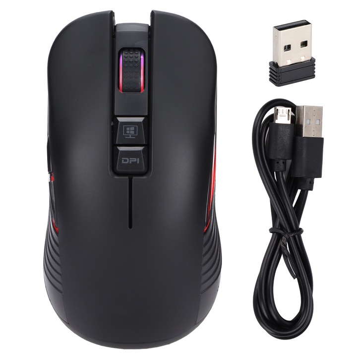 Jormftte vezeték nélküli egér, fekete, 4 állítható DPI szint, ergonomikus kialakítás