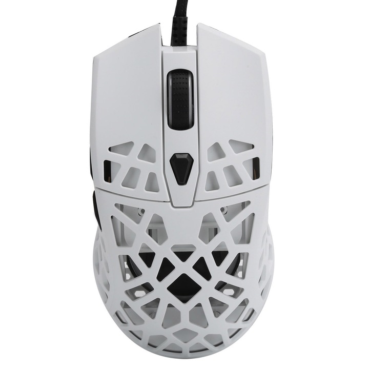 Геймърска мишка Longziming, 6 бутона, регулируема DPI 200-12400, бяла, кабел 1.65 м
