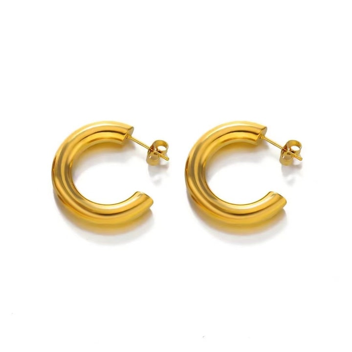 Cercei dama, argint, placat cu aur 14k, 30mm, auriu