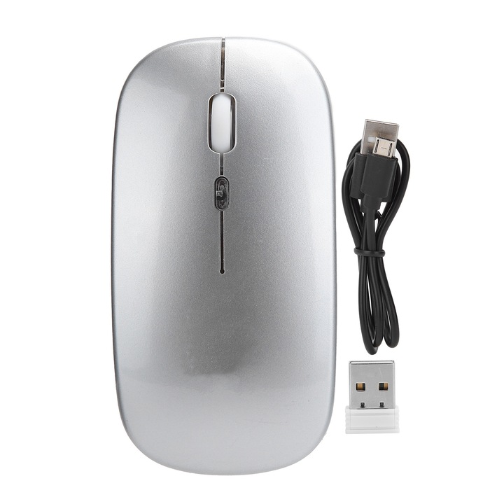 Безжична мишка Mmgoqqt, гейминг, бяла, 2.4GHz, 1000-1600DPI