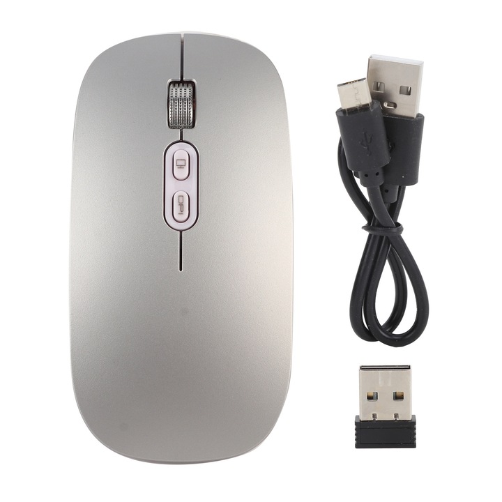 Безжична мишка Bizaical Bluetooth/2.4Ghz, 1600dpi, тих дизайн, 500mAh батерия, компактни размери