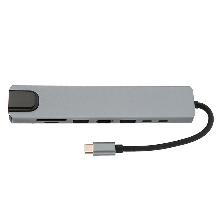 Докинг станция, 8 в 1, Mmgoqqt, USB C, сива