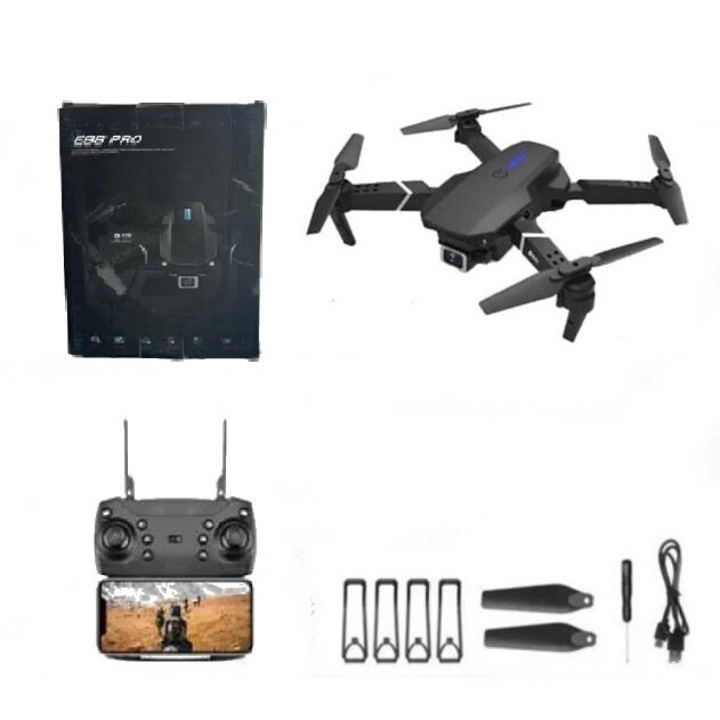 Drona E88 Pro Camera 4K Video 1080p Wifi Aterizare automata transmisie live pe telefon