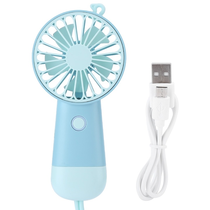 Mini USB hordozható ventilátor 3 sebességgel Újratölthető hordozható léghűtő LED fénnyel otthoni és kültéri használatra Kék