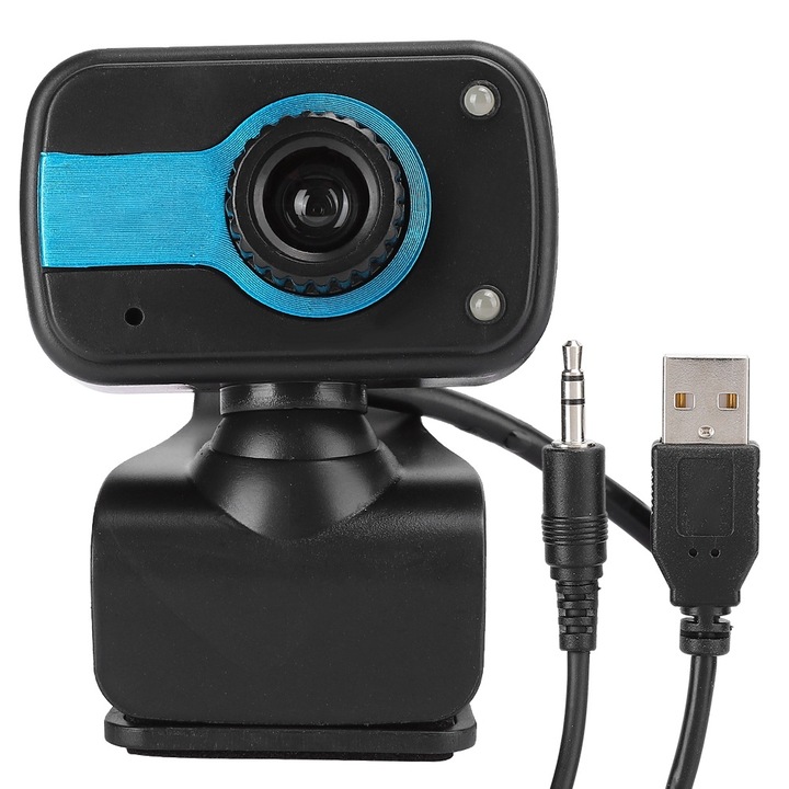 Jormftte 720P webkamera mikrofonnal, 30°-os forgatással, fekete és kék