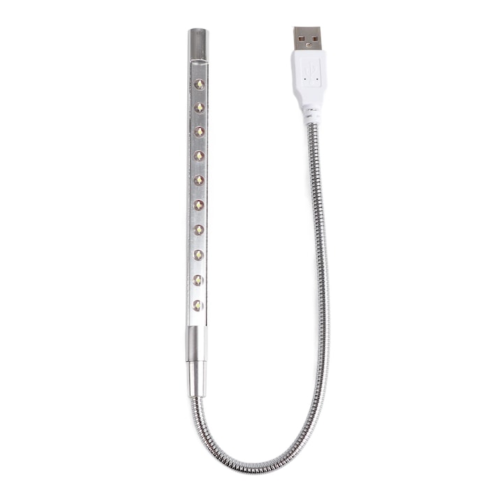 Лампа USB за клавиатура на лаптоп, Peysaitr, ABS / метал, 10 LED, ниска консумация на енергия, 5V, сребриста
