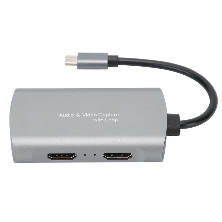 Jormftte HDMI 4k Type-C 1080p videorögzítő kártya, hordozható, ezüstszürke