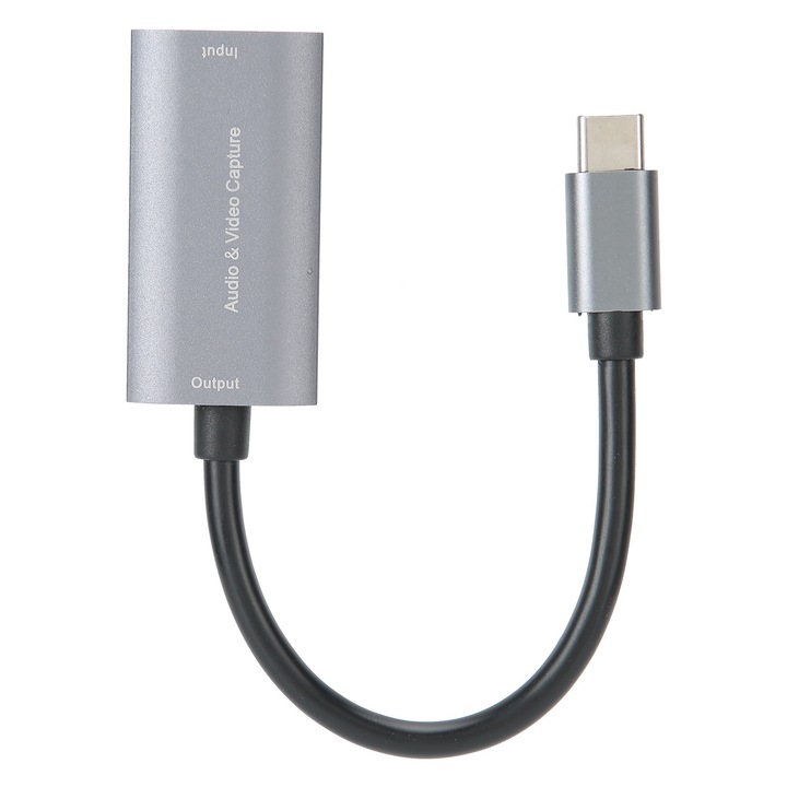 Карта за заснемане на видео, Peysaitr, HDMI към Type-C, 4K, 1080P, компактен дизайн, сиво