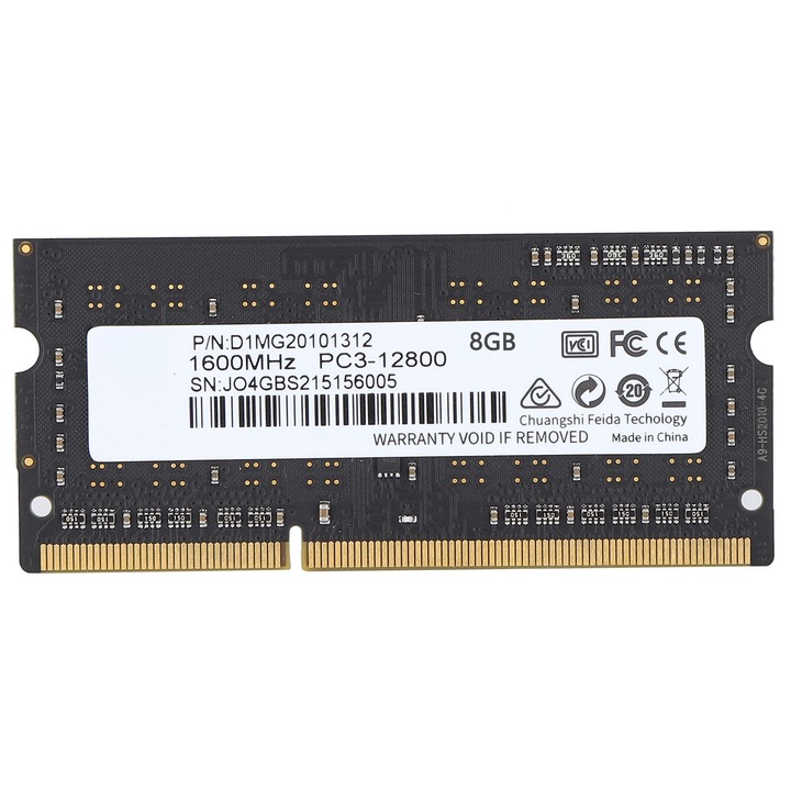 RAM памет DDR3 8GB SODIMM 1600MHz Mmgoqqt, тънък дизайн, разширена съвместимост