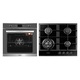 Pachet incorporabil Samus Cuptor incorporabil SC626GDX9 GRAY, 75 L, 2800 W, 9 Functii + Plita incorporabil PSG-64SG1, 4 arzatoare pe gaz, Gratar fonta, Sticla neagra