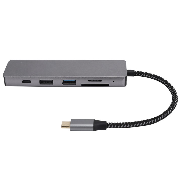 Hub 6 az 1-ben Jormftte Type-C – High Definition Multimedia Interface, 4K támogatás, PD gyorstöltés, fekete szín
