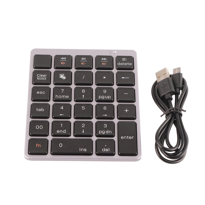 Mini tastatura wireless Jormftte, ABS, 78 taste. ultra subtire, portabila, alba, compatibila cu iOS, Android, Windows