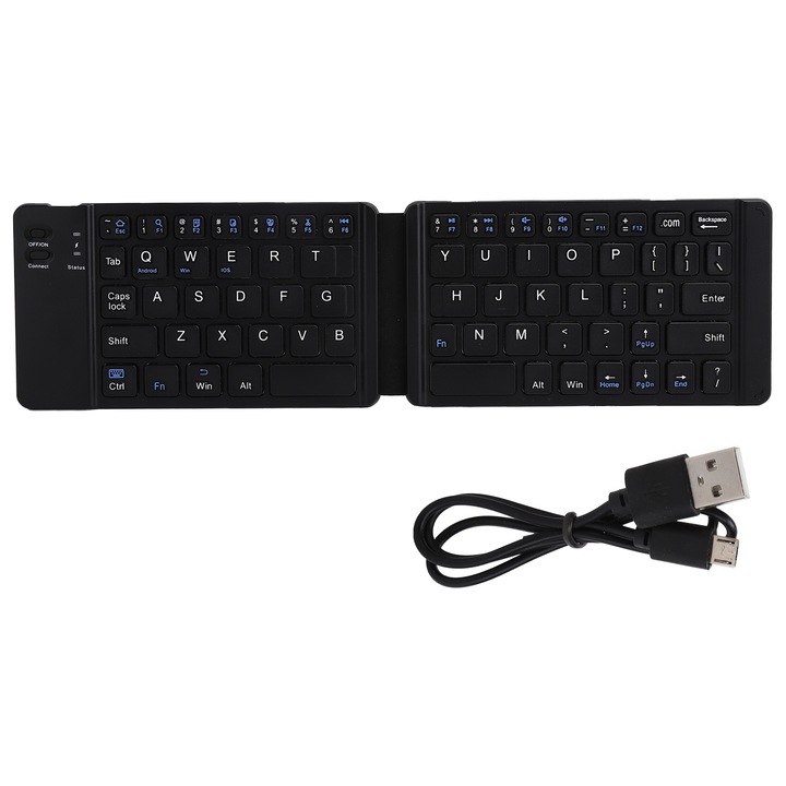 Tastatura mecanica compacta Jormftte 87 taste, portabila, rezistenta la transpiratie si uzura, design ergonomic, culoare neagra
