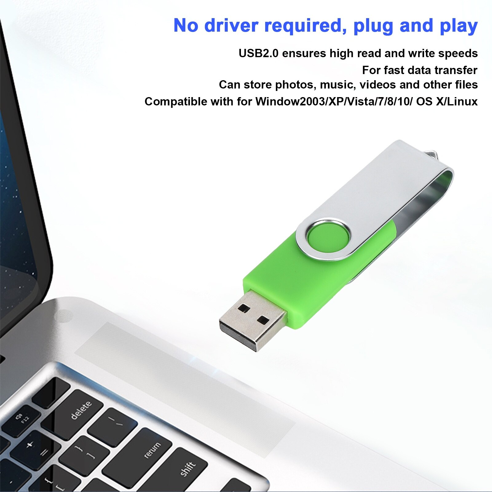 Memorie USB Jormftte 2GB, metal, verde, rotativa - eMAG.ro
