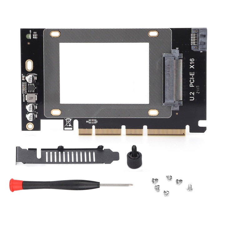 PCIE X16 към U.2 SFF8639 адаптер за SATA3.0 SSD, два порта, самостоятелно захранване