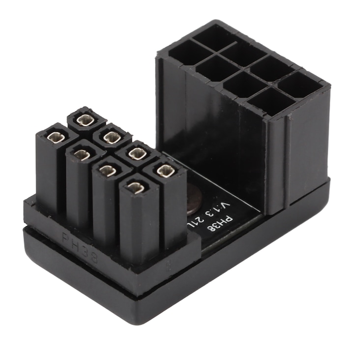 Adaptor unghiular cu carcasa de izolatie pentru placi grafice, Bizical, PVC, 180 de grade, 8 pini, Negru