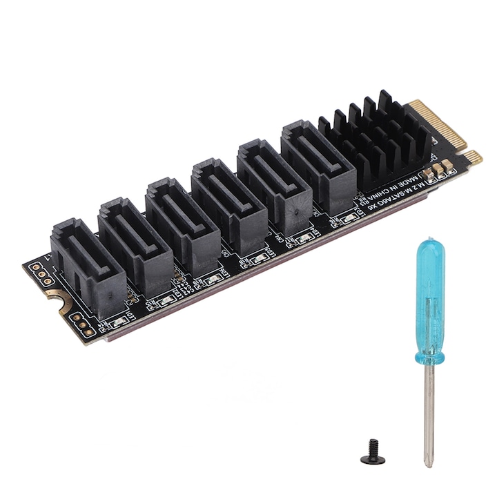 PCIE3.0 към SATA3.0 адаптерна карта Fokelyi, 6 порта, черна