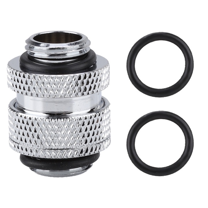 G1/4 SSJD sárgaréz tágulási csatlakozó adapter számítógép vízhűtéshez, ezüst 16-22mm