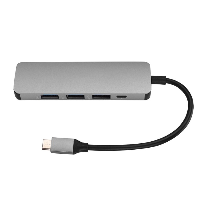 5 az 1-ben USB-C – 4 USB port + Android kimeneti port multifunkciós hub dokkoló állomás
