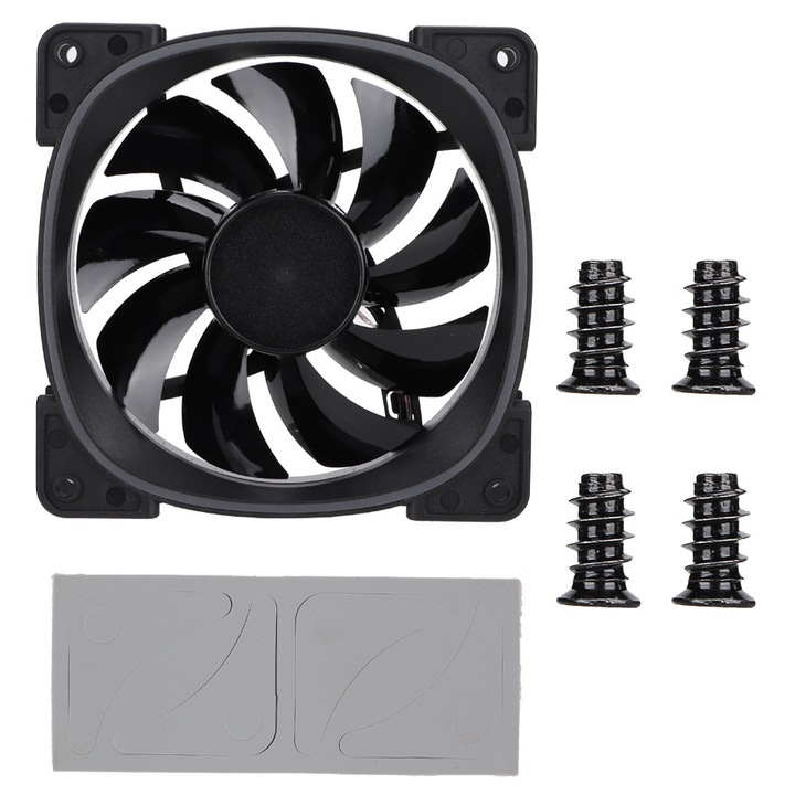 Jormftte FR801 PC ventilátor RGB világítással, fekete, 3 tűs, hatékony hűtés