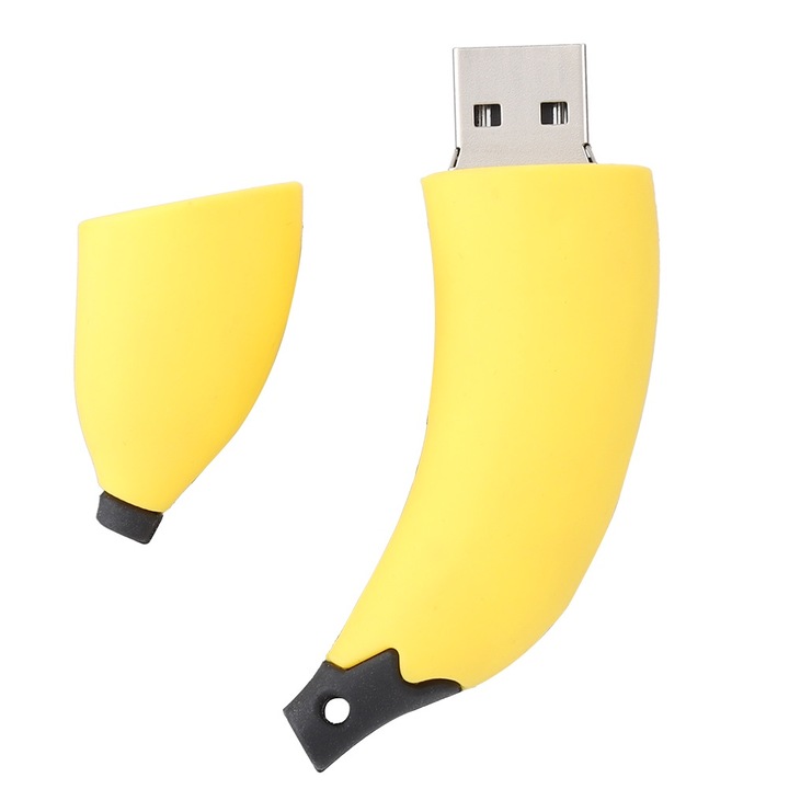 Jormftte 16G USB memória, banán design, sárga, hordozható, több eszközt támogat