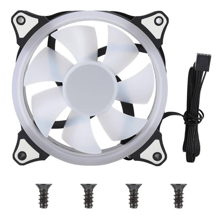 Ventilátor PC Jormftte 12cm, LED-es kialakítás, átlátszó lapátok, csendes