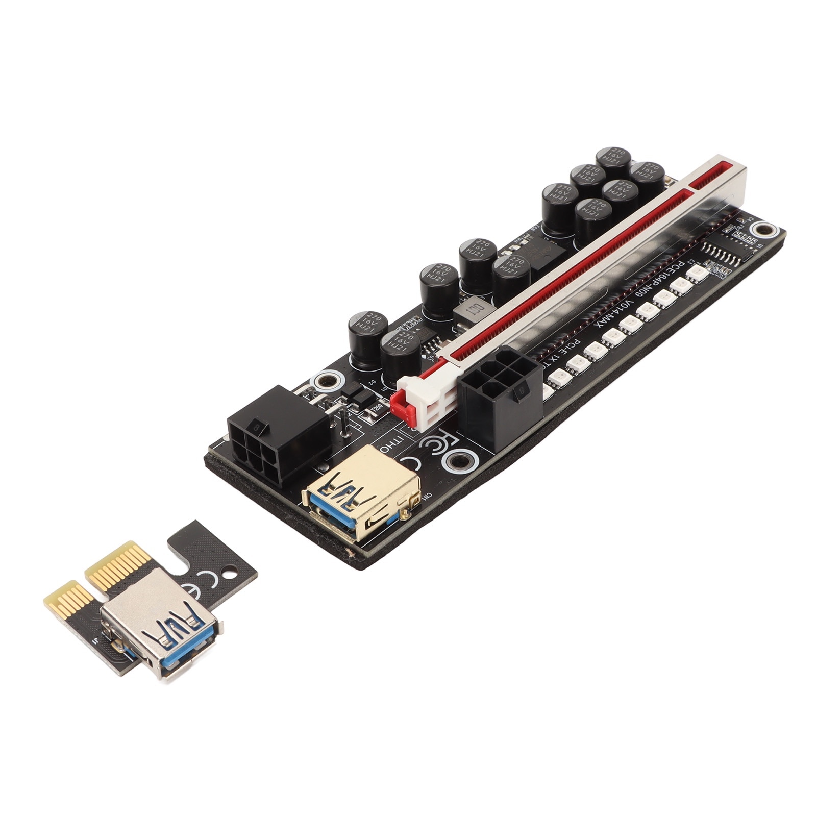 Card adaptor alimentat PCIE Riser compatibil cu 6 pini 1X 4X 8X 16X ...