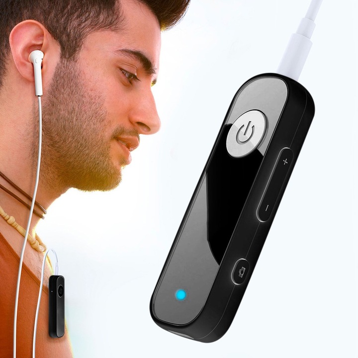 Hangvevő, Bizaical, Bluetooth 5.0, 3,5 mm-es hang, 8 órás akkumulátor-üzemidő, Fekete