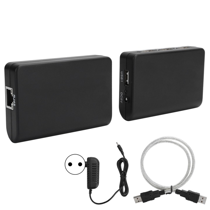 Hálózati hosszabbító RJ45 T568b adapter hub 480mbps USB2.0 elosztódoboz 100-240V 100MEU csatlakozó