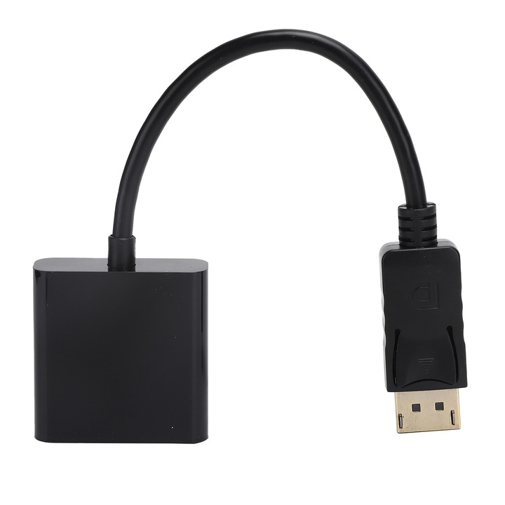 DP Hub VGA Jormftte, 10.8Gbps, fekete, árnyékolt kábelekkel