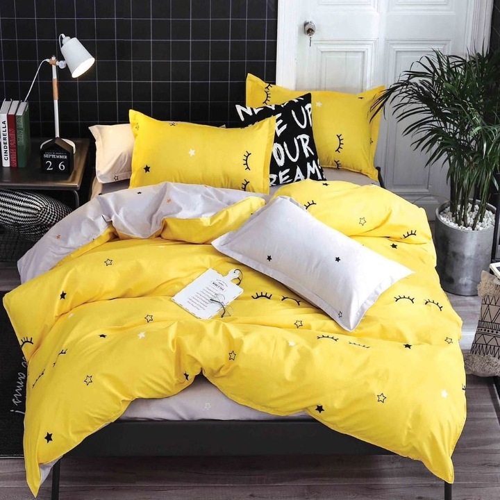 Ágyneműgarnitúra, 1 személyes, 140 x 200 cm, rugalmas, szatén bevonattal, 4 db, Casa de Vis, YE-19