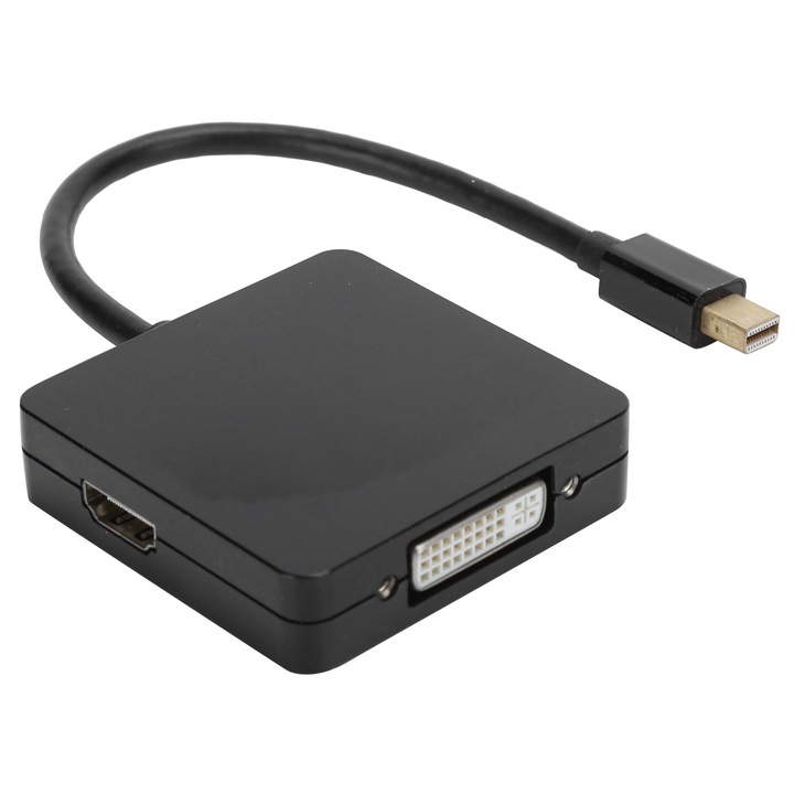 Adapter 3 az 1-ben Mini DP - DP DVI HDMI, Jormftte, 1080P, fekete