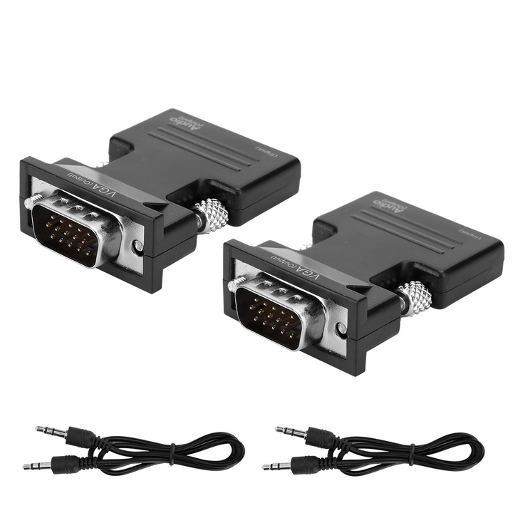 Jormftte HDMI-VGA adapterkészlet, 2 db, 1080P, kompakt kialakítás, 720P/1080P felbontás
