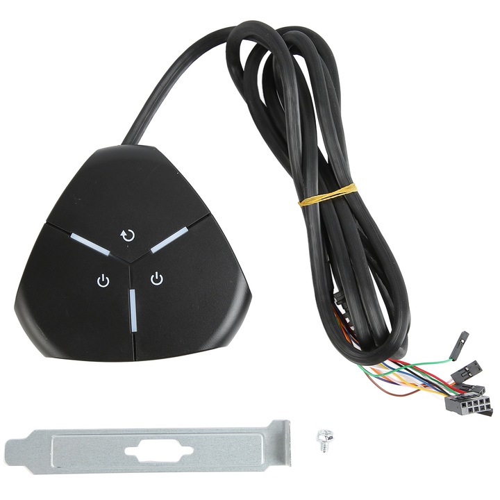 PC tápkapcsoló, Jormftte, kétgombos kialakítás, kompakt, ragasztós, 2 USB