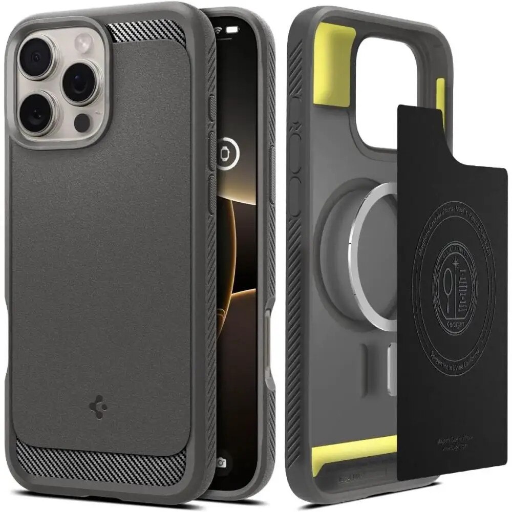 Husa pentru iPhone 16 Pro Max - Spigen Rugged Armor MagSafe - Grey
