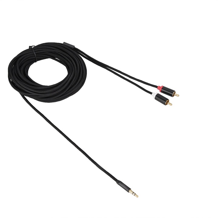 3,5 mm-es audio kábel dugó aranyozott 2RCA mikrofonkábelhez mobiltelefon notebook MP3-hoz (10 m)