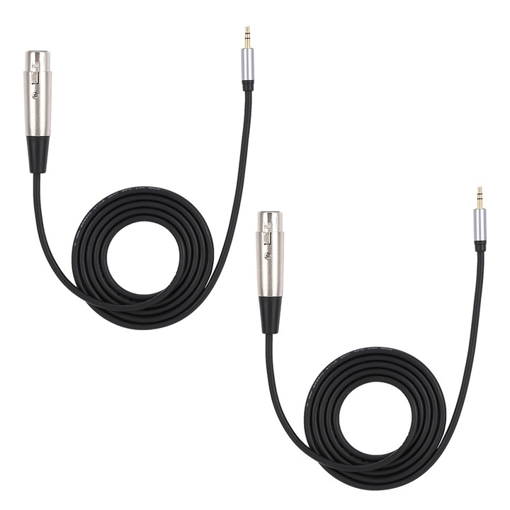 2 db. 3,5 mm-es dugós audio kábel csatlakozó XLR aljzathoz, 1,4 m hosszú számítógéphez és telefonhoz