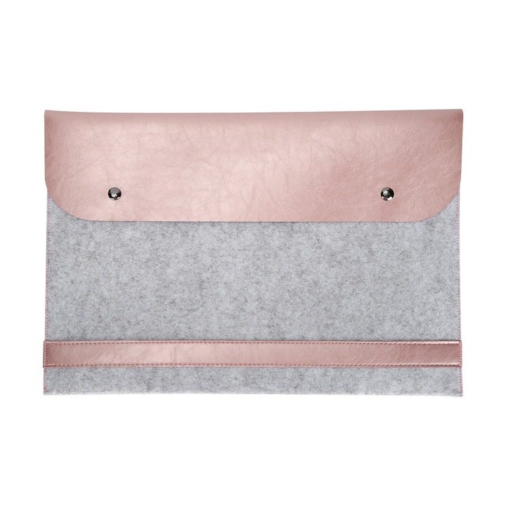 Jormftte laptop táska, flip típusú, kétrétegű, rózsaarany, 15,4 hüvelykes