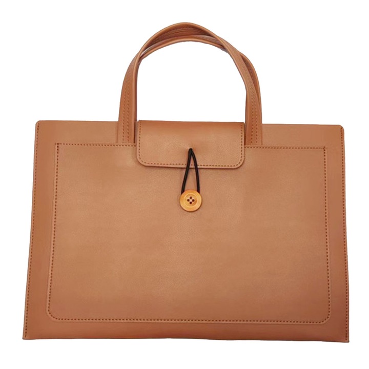 Jormftte laptoptáska PU bőrből, könnyű, földsárga, nagy kapacitású