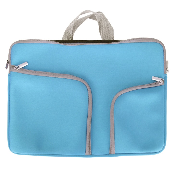 Jormftte laptop táska, 15.6in, 39x28x2cm, vízkék, 2 külső zseb, kompatibilis akár 16in-es laptopokkal
