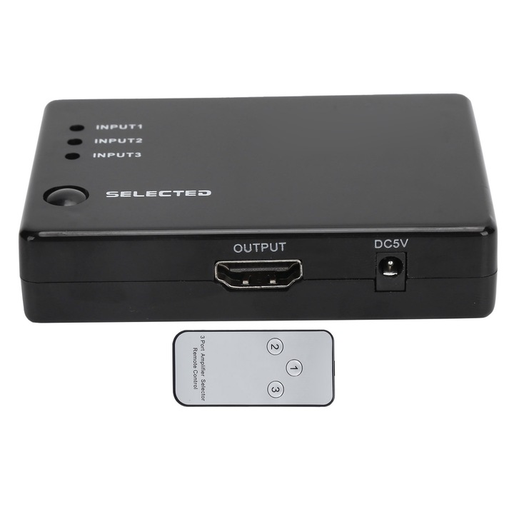 HDMI 3 az 1-ben kapcsoló, Jormftte, 1080P, hordozható, könnyen használható