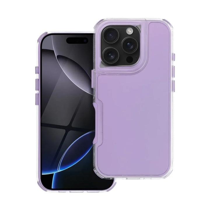 Калъф ArrayEX за Apple iPhone 16 Pro Max, ОПТИМАЛНО РЕШЕНИЕ, структура против кондензация, премиум поликарбонат + гъвкав TPU, Optim Core Protection Tech, AntiShock, ярък цветен дизайн, няколко слоя за допълнителна защита, лавандула лилаво