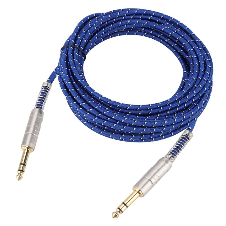 Audio kábel, egyenes fejű, 6,35 mm, sztereó audio kábel, adapter kábel (10 m)