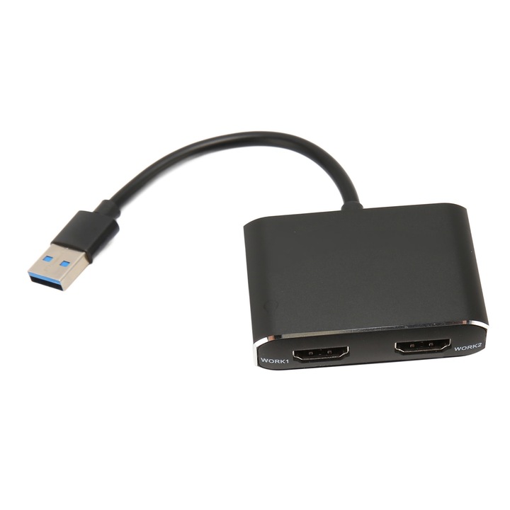 Adaptor USB 3.0 la Dual HD Multimedia, Cozevdnt, 1920x1080P, 5Gbps, aluminiu