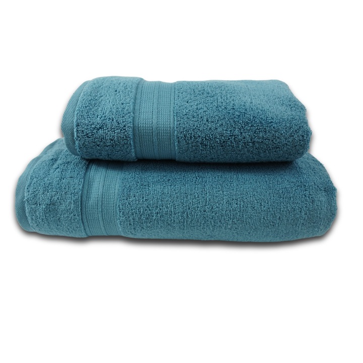 Set 2 prosoape, 100% MicroBumbac, densitate 430 gsm, 50x100cm + 70x140 cm, Nicander, Petrol