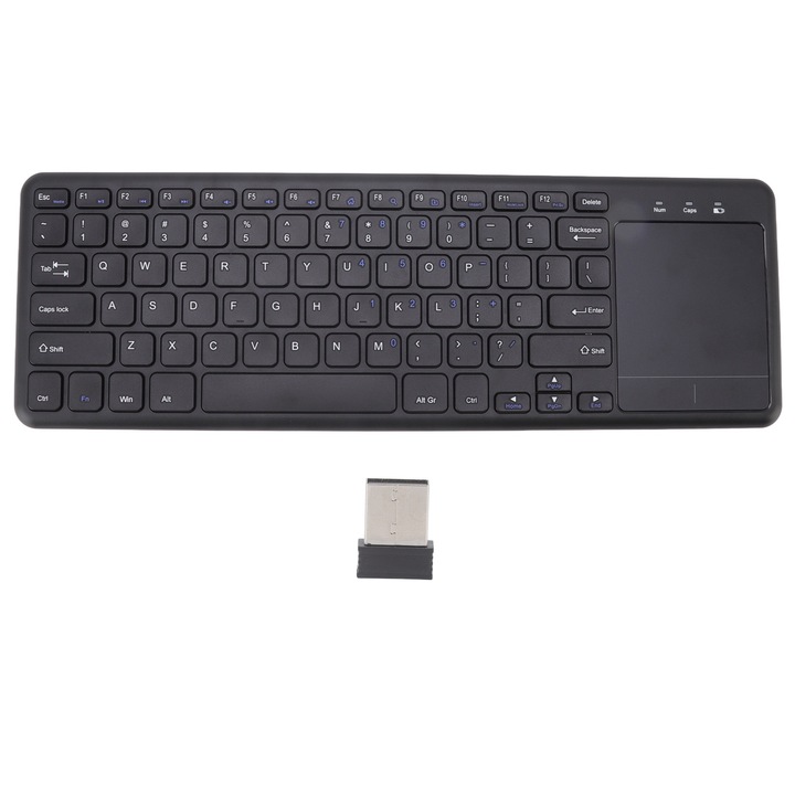 Безжична клавиатура с тъчпад, 78 клавиша, 2.4GHz, размери 36.65x12.13x1.84см, многоцветна