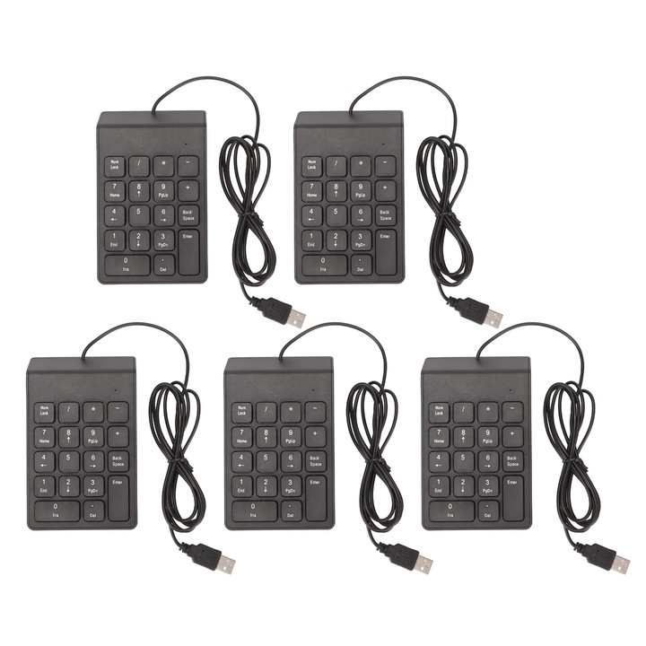 Tastatura numerica Jormftte 20 taste mecanice, axuri negre, compacta, ergonomica, pentru birou, cablat