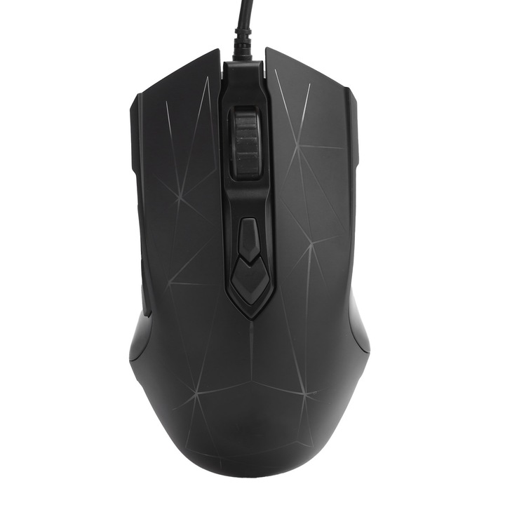 AJAZZ кабелна мишка 7 бутона, регулиране на DPI 200-4800, черна, 1.6 м